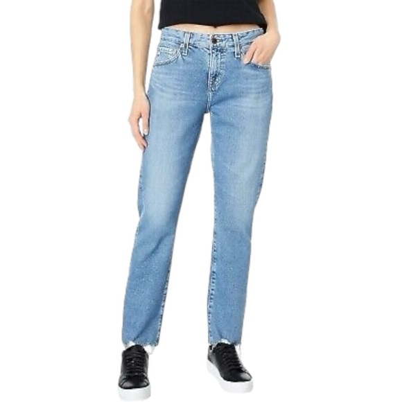 ag Adriano Goldschmied jeans ex boyfriend slim slouchy contour 360 chewed hem - Picture 1 of 7